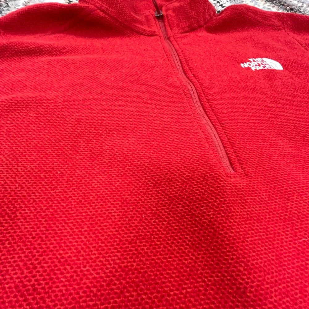 North‎ Face Sweater Men Medium Red Pullover Fleece Jacket Waffle Knit Hal Zip